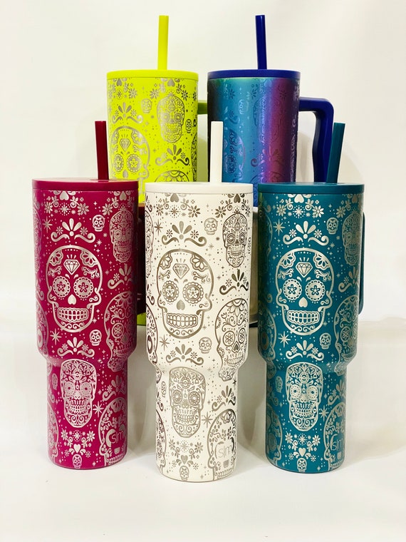 Sugar Skulls TREK Tumbler Adventure Quencher 40 Oz Tumbler Engraved Simple  Modern 40 Oz Trek 