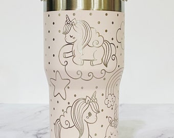 Unicorn Wonderland Engraved Stanley 20 oz IceFlow Flip Straw Tumbler – Etch  and Ember