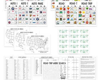 US Road Trip Activity Bundle | Car BINGO | Travel Games | Printables