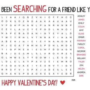 CUSTOM Searching for a Friend Like You: Valentine Word Search