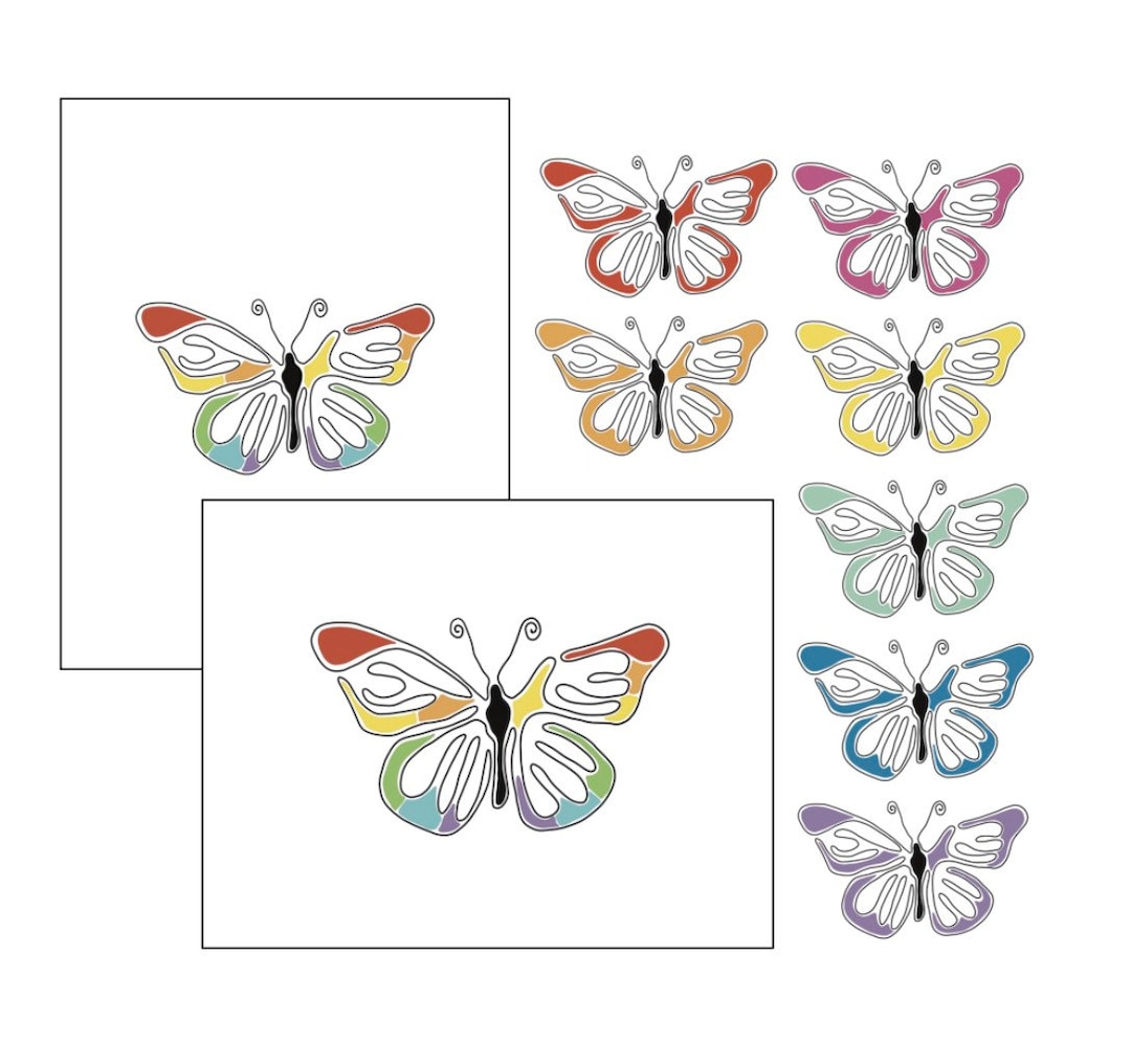 Printable PDF Butterfly Cards, Line Art, Spring Notes, Summer ...