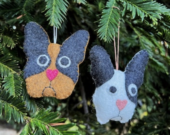 Custom French Bulldog Ornament, Frenchie, Hand Sewn, Holidays, Christmas Ornament