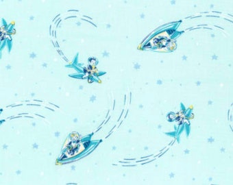 Michael Miller Rocket Kids CX7631 Aqua Rocket Kids Cotton-Fabric By the Yard 100% of your purchase goes to charity
