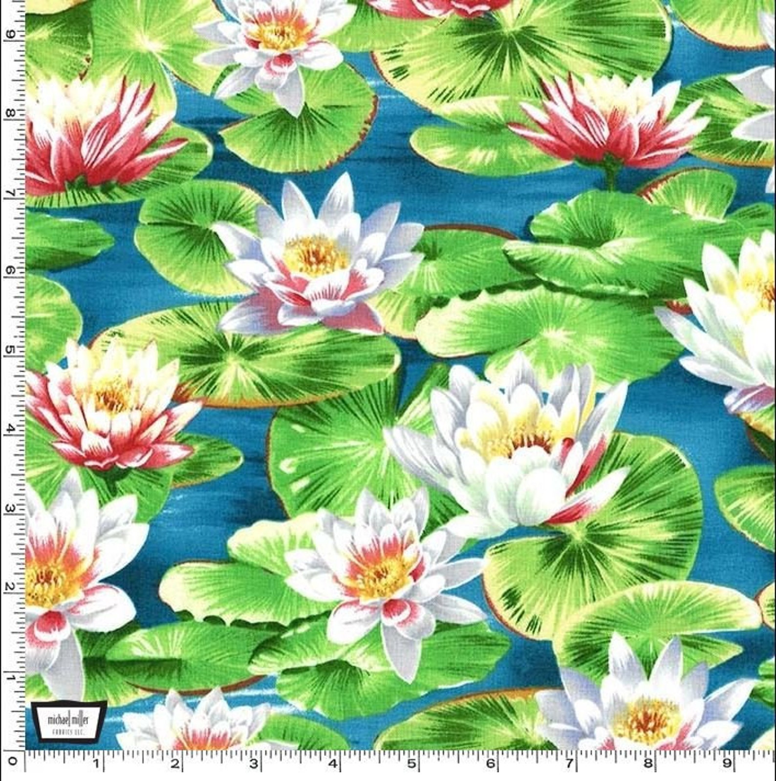 BTY Water Fabric Water Lily Summer Pond Landscape Etsy