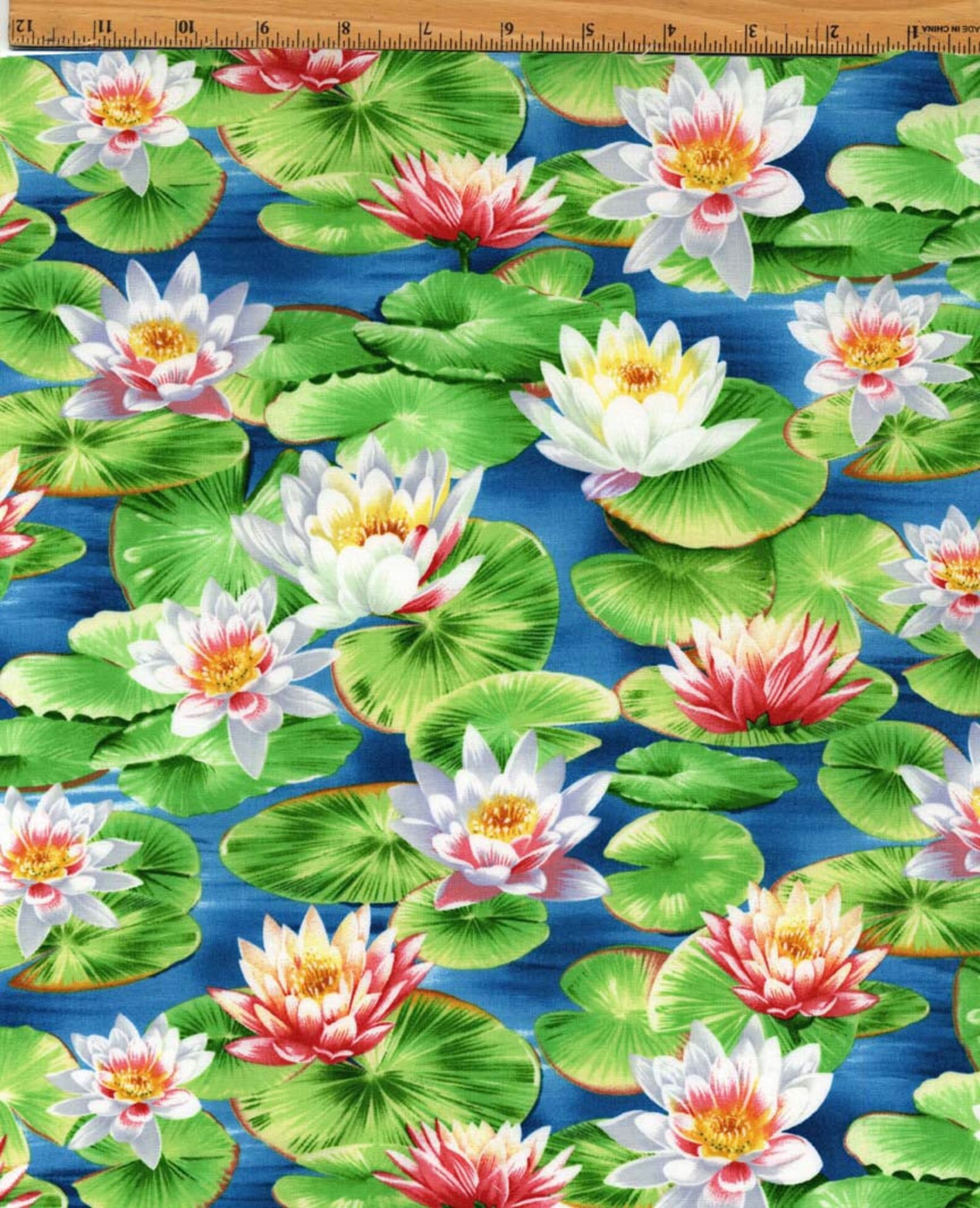 By The Half Yard Water fabric Water Lily Summer pond Etsy