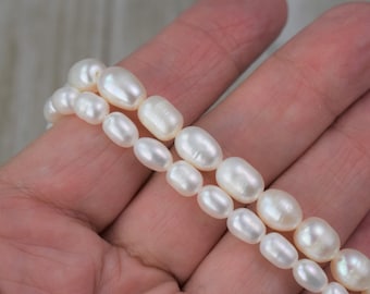 Perles d'eau douce blanches - Riz / Perles baroques - Taille au choix