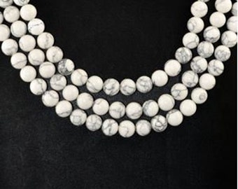 Howlite Beads - White Howlite - Smooth Round Beads - Choice of Size