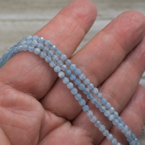 Milky Aquamarine Beads - Micro Faceted Round Beads  - 3 - 3.5 mm - Natural Gemstone Beads