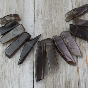 Smoky Quartz Large Stick Beads - Natural Gemstone Beads - Graduated from 25 to 45 mm