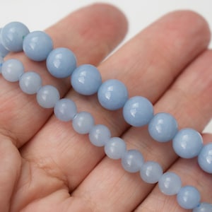 Angelite Beads -Smooth Round - Natural Gemstone Beads - Choice of Size