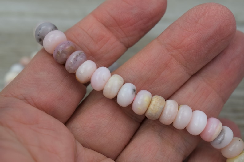 Natural Gemstone Beads Pink Opal Smooth Rondelle Beads 8x5 mm Large