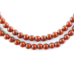 Natural Red Jasper Beads - Smooth Round Semi-precious Stone Beads - Choice of Size 8 or 10 mm
