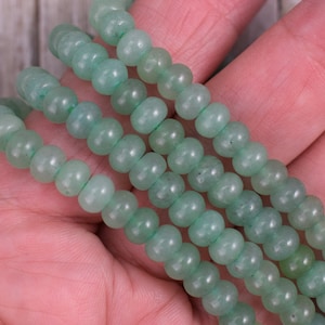 Green Aventurine Smooth Rondelle Beads - Natural Gemstone - Choice of Size