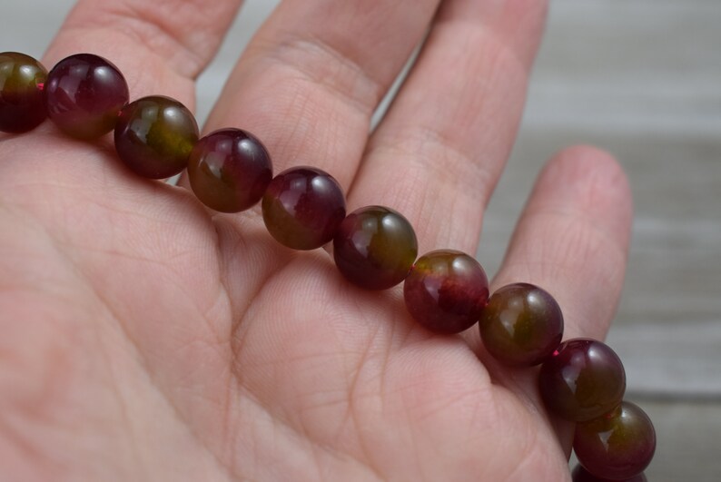 Bi Colour Tourmaline Beads Smooth Round Beads 10 mm image 3