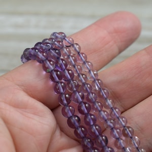 Brazil Amethyst Smooth Round Beads - Choice of Size - 4 or 5 mm - Natural Gemstone