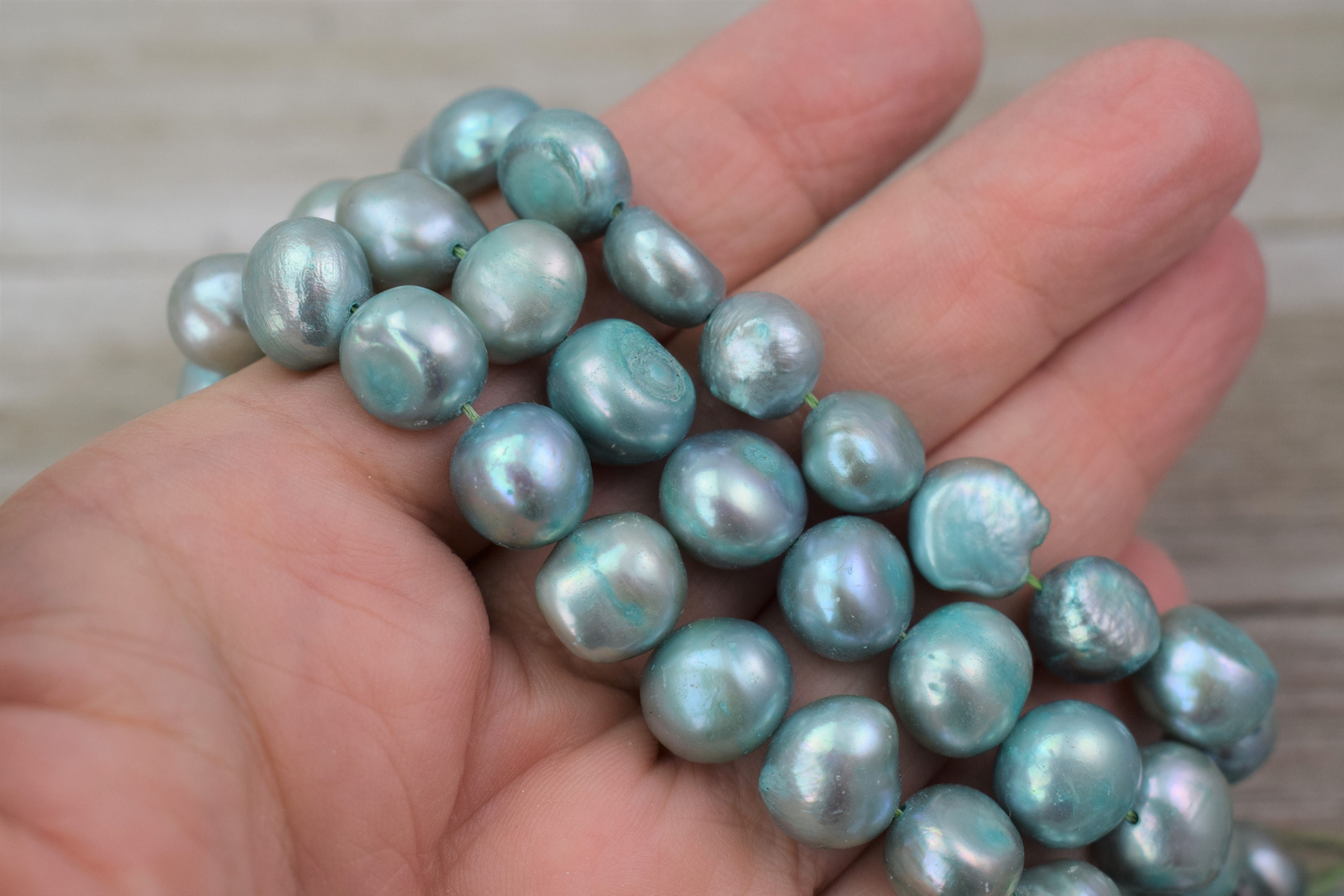 Dyed Freshwater Pearls Aqua Blue / Teal Large Baroque Etsy
