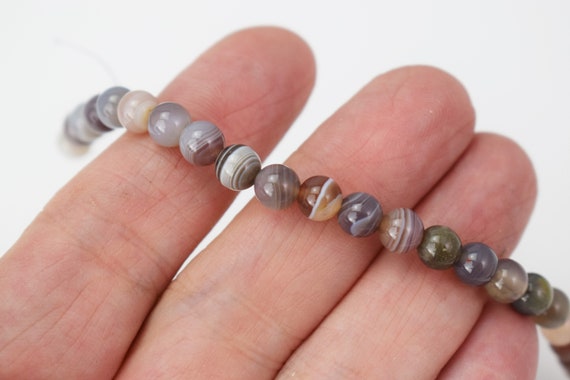 Botswana Agate Beads, Natural, 6mm Round - Golden Age Beads
