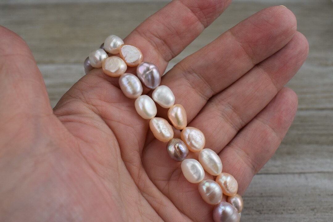 Mixed Colour Natural Freshwater Pearls - Large Rice Baroque Pearls ...