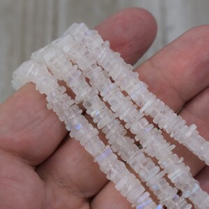 Rainbow Moonstone Square Heishi Beads - Flat Square Beads - 5 mm - Natural Gemstone Beads