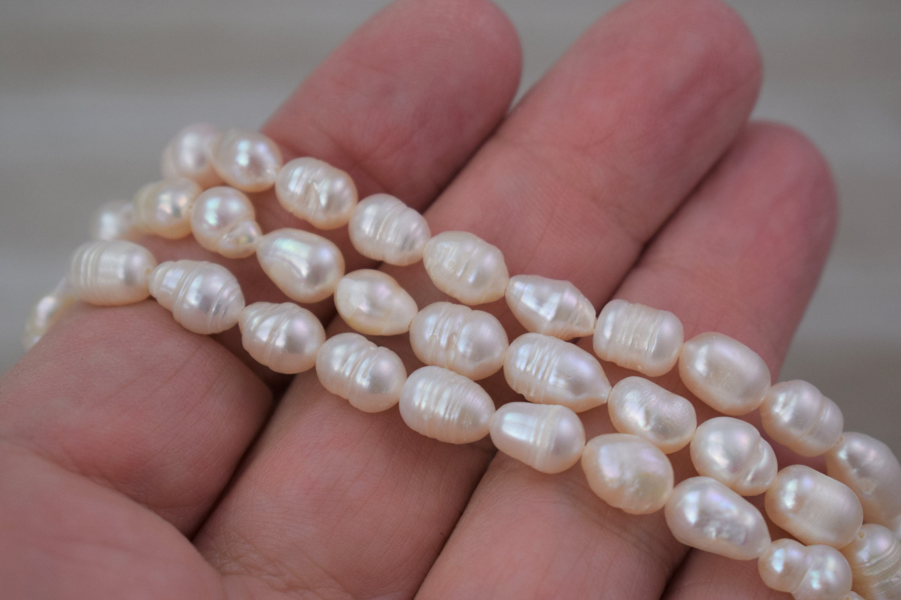 Natural Freshwater Pearl Beads Rice Shape 100% Real Pearls
