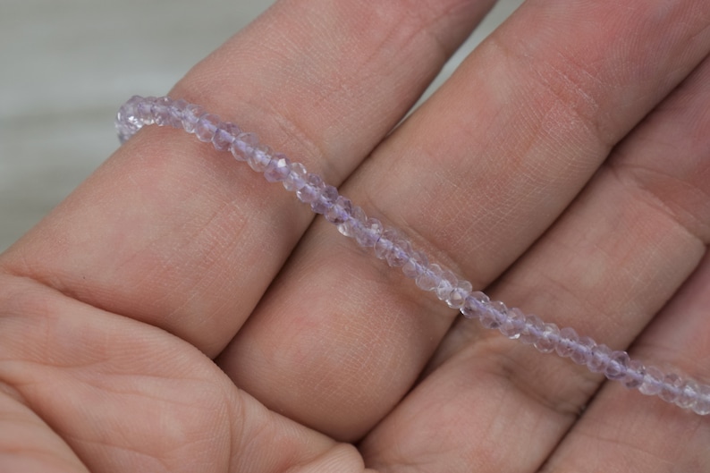 3 mm Natural Gemstone Beads Pink Amethyst Beads Mini Faceted Rondelle Beads