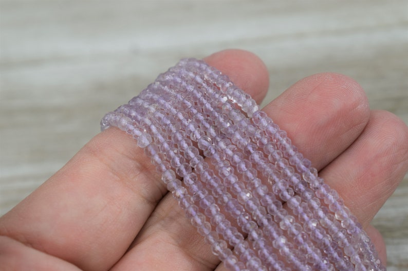 3 mm Natural Gemstone Beads Pink Amethyst Beads Mini Faceted Rondelle Beads