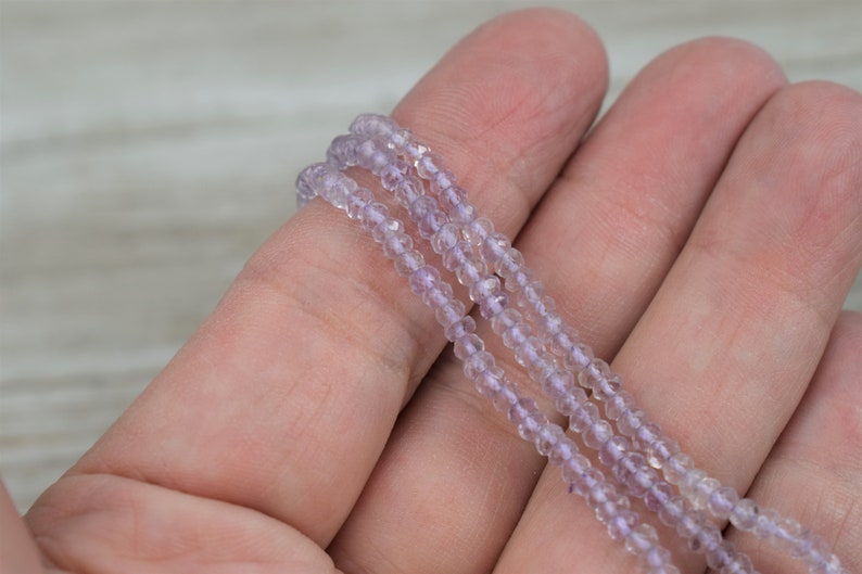 3 mm Natural Gemstone Beads Pink Amethyst Beads Mini Faceted Rondelle Beads