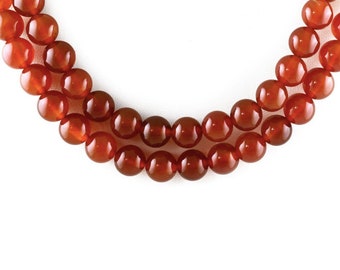 Fil De Perles En Cornaline Naturelle - Boules 8mm Blanc Et Jaune - 46 Pièces Env. 39cm