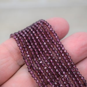 Rhodolite Garnet Beads - Micro Faceted Round beads - 2 mm - Natural Gemstone Beads