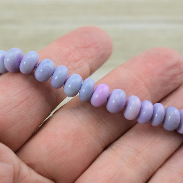 Lavender Opal Rondelle Beads - Smooth Rondelle - 8 mm