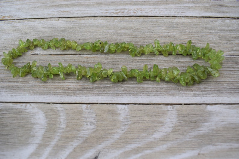 Large Graduated Natural Gemstone Chips Side Drilled Peridot Long Chips Beads