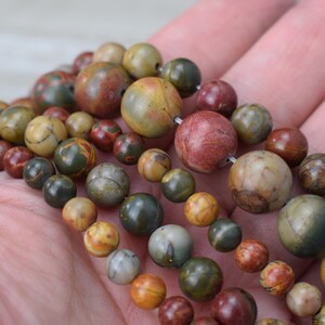 Picasso Jasper Beads - Smooth Round Semi-precious Stone Beads - Choice of Size