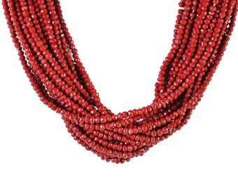 Red Jasper Beads - Faceted Rondelle  - 4 mm - Natural Gemstone Beads