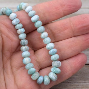 Larimar Beads  - Large Smooth Rondelle - Graduated from 6 to 8.5 mm - Natural Gemstone Beads