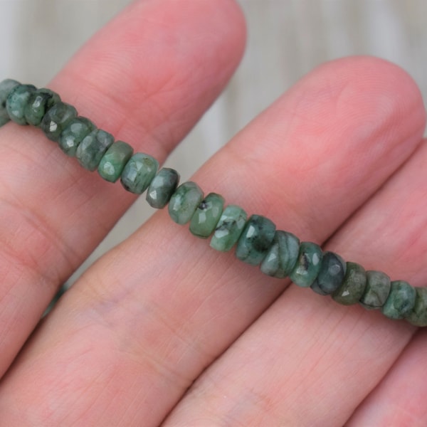 Sakota Emerald Faceted Rondelle Beads - Natural Emerald - Graduated beads - 4-6 mm