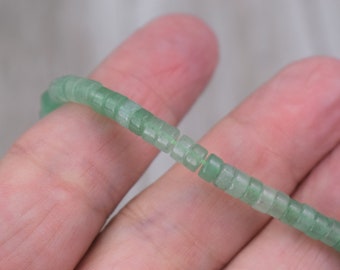 Green Aventurine Tire Beads - Small - Natural Gemstone - 4 x 2 mm