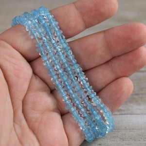 Sky Blue Topaz Beads - Faceted Rondelle  - 3.5 - 4 mm - Natural Gemstone Beads