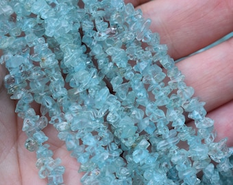 Sky Blue Topaz Chips / Beads - Natural Gemstone Chips - Dyed - Long Strand