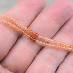 Shaded Citrine Beads - Micro Faceted Round Beads - Natural AAA Citrine - 2 mm