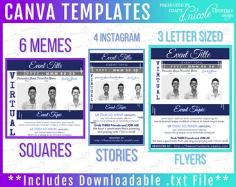 Paquete de promoción de eventos para Canva / Plantillas de diseño para profesionales de negocios en Instagram, Facebook, Eventos EventBrite