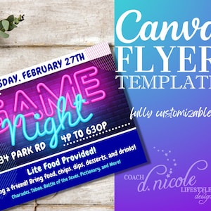Game Night Flyer Template, Editable in Canva | Graphic Design Template