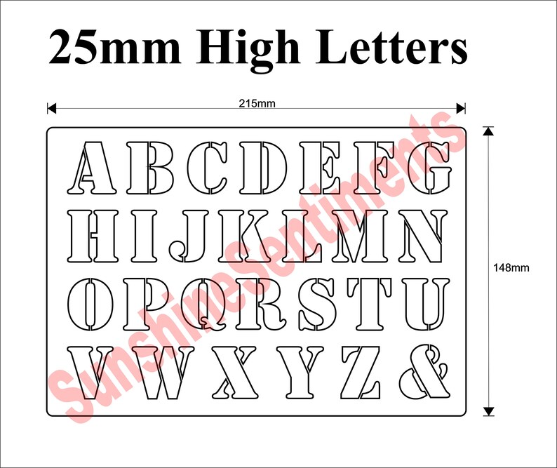 Download Stencils Templates Png Stencil Design Of 25mm High Letters Digital Download Svg Drawing Drafting