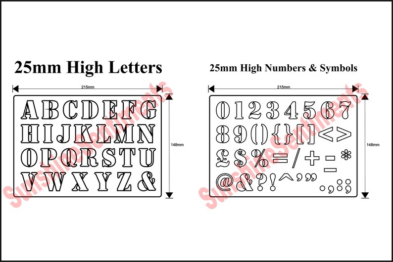Download Numbers Symbols Digital Download Svg Set Of 2 Stencil Designs Of 25mm High Letters Png Visual Arts Craft Supplies Tools Womenintech Fi