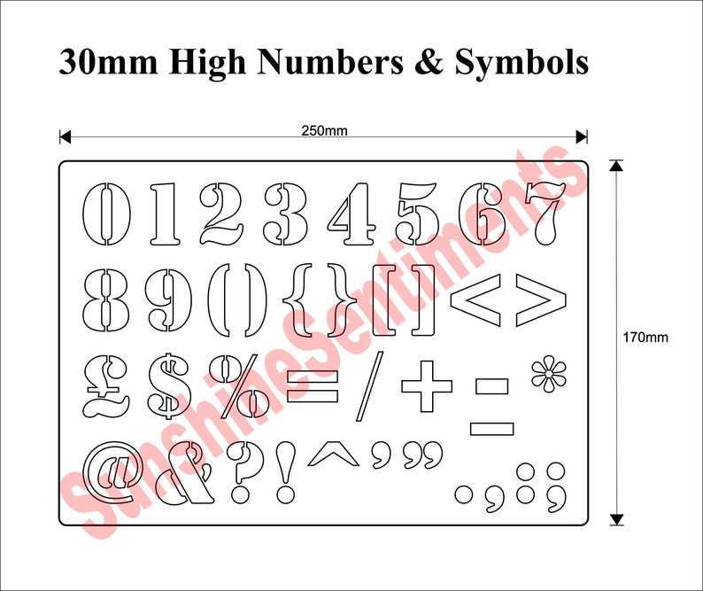 Download Stencil Design Of 30mm High Numbers Symbols Digital Download Svg Png Stencils Templates Drawing Drafting