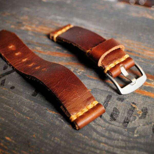 leather watch strap Horween Chromexcel Tan 22mm