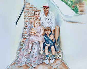 Custom family painting in watercolor