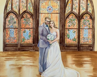 Custom wedding painting in watercolor