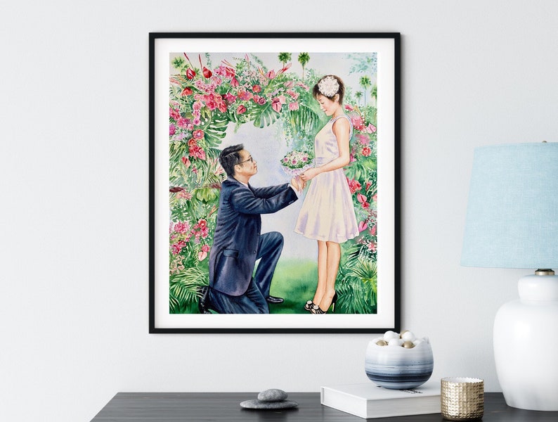 Custom wedding painting in watercolor image 7