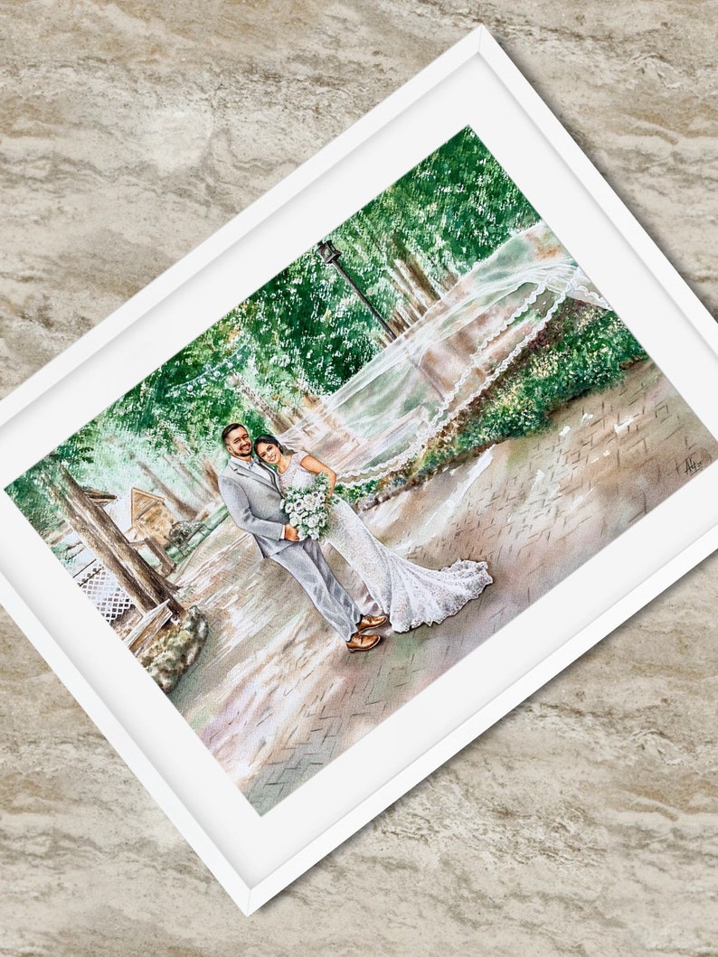 Custom wedding painting in watercolor image 7