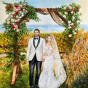 Custom wedding painting in watercolor image 2